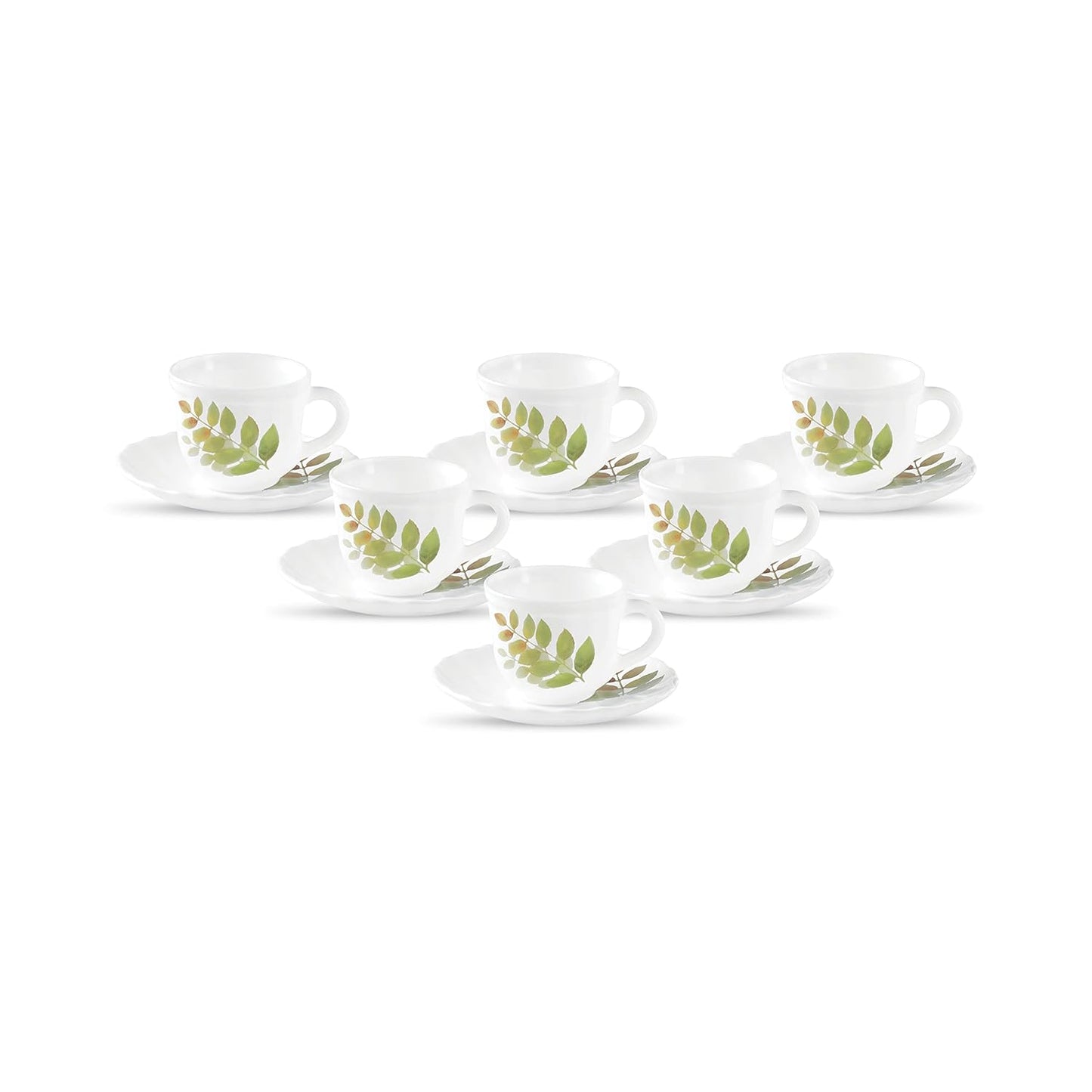 La Opala Diva, Opal Glass Crockery | Cup & Saucer Tulip Regular, Set of 12 | Autumn Shadow, 160 ml | for Tea & Coffee | Microwave Safe | 100% Vegetarian | Extra Strong | Super Light | Super White