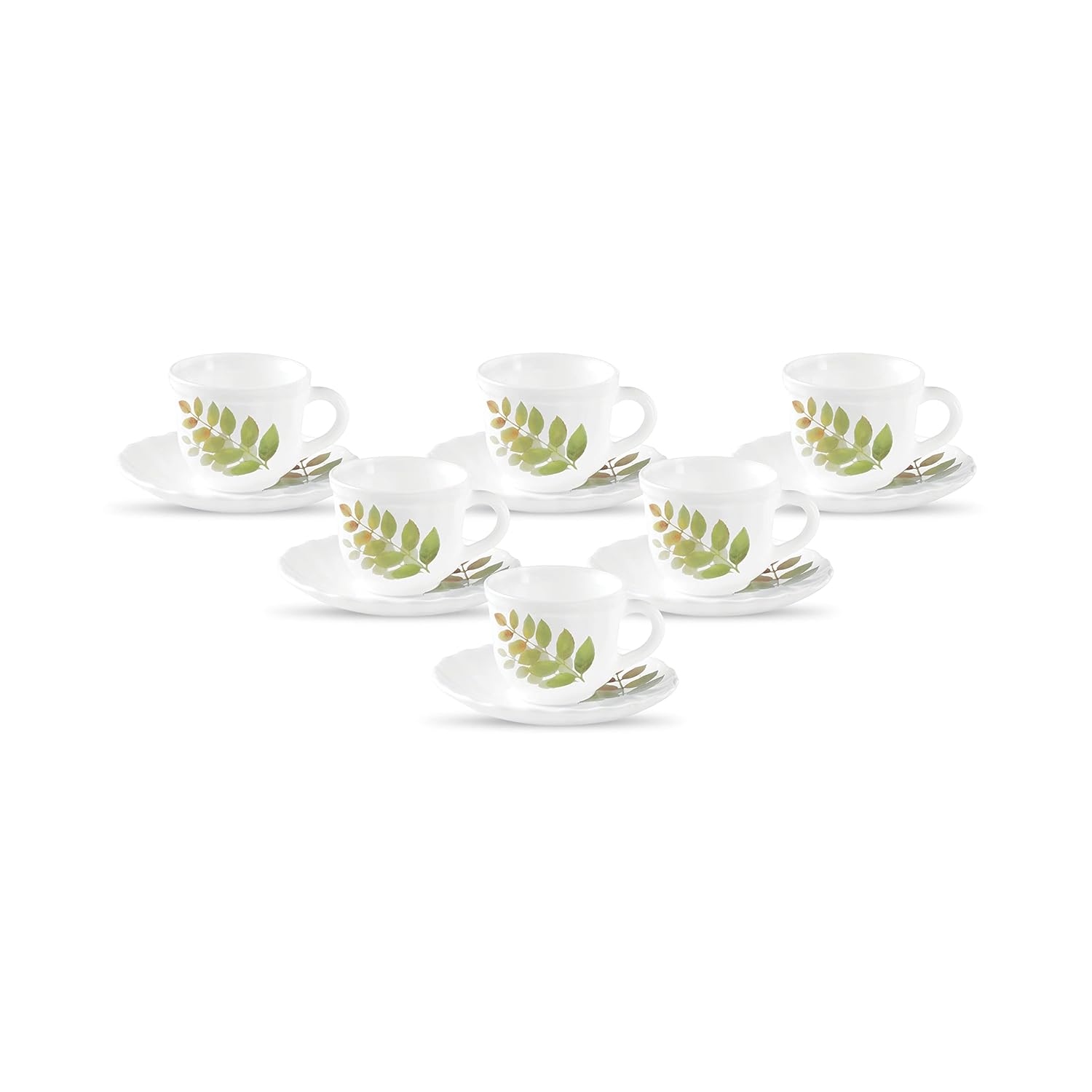 La Opala Diva, Opal Glass Crockery | Cup & Saucer Tulip Regular, Set of 12 | Autumn Shadow, 160 ml | for Tea & Coffee | Microwave Safe | 100% Vegetarian | Extra Strong | Super Light | Super White