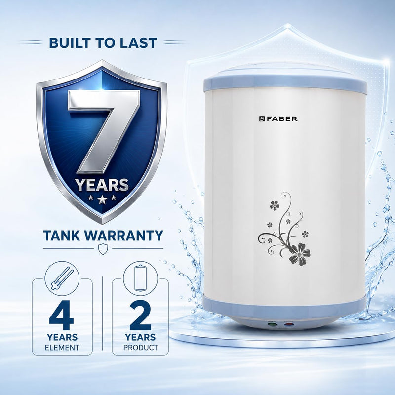 Faber Infinity Storage Geyser 25 Litre| 2000W | Free Pipe & Installation | 8 Bar Pressure| Energy Efficient | 7Yr Tank, 