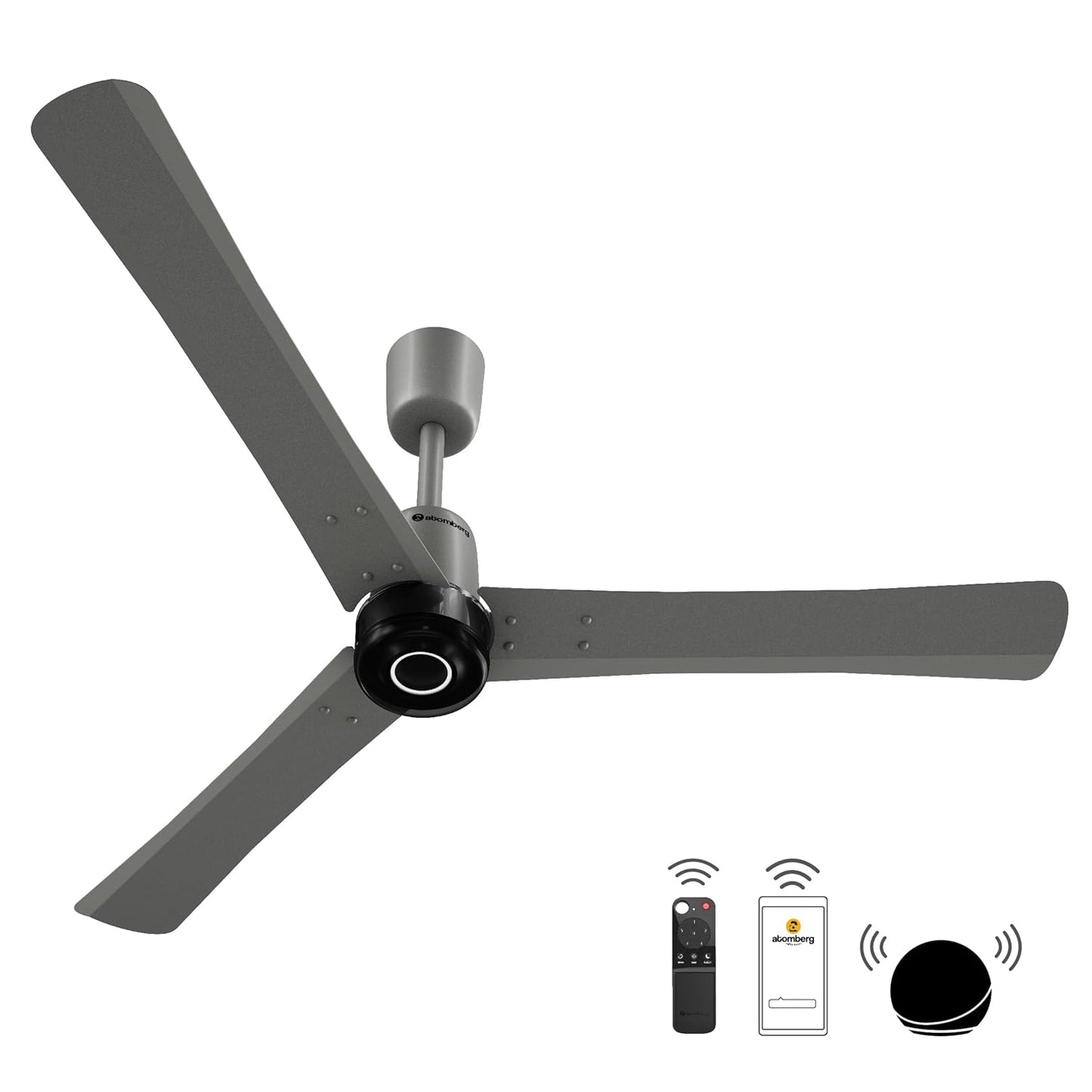 atomberg Renesa Elite Smart 1200mm Voice Enabled BLDC Ceiling Fan with Remote Control | BEE 5 star | High Air Delivery with Moonbeam LED Light | Designer Fan | 5 Year Warranty | Sand Grey