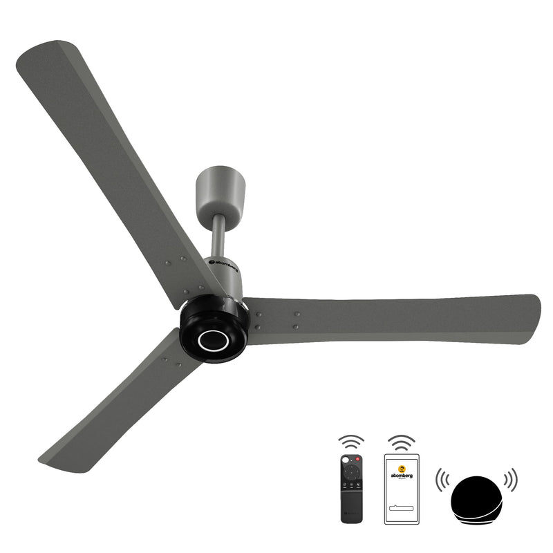 atomberg Renesa Elite Smart 1200mm Voice Enabled BLDC Ceiling Fan with Remote Control | BEE 5 star | High Air Delivery with Moonbeam LED Light | Designer Fan | 5 Year Warranty | Golden Oakwood