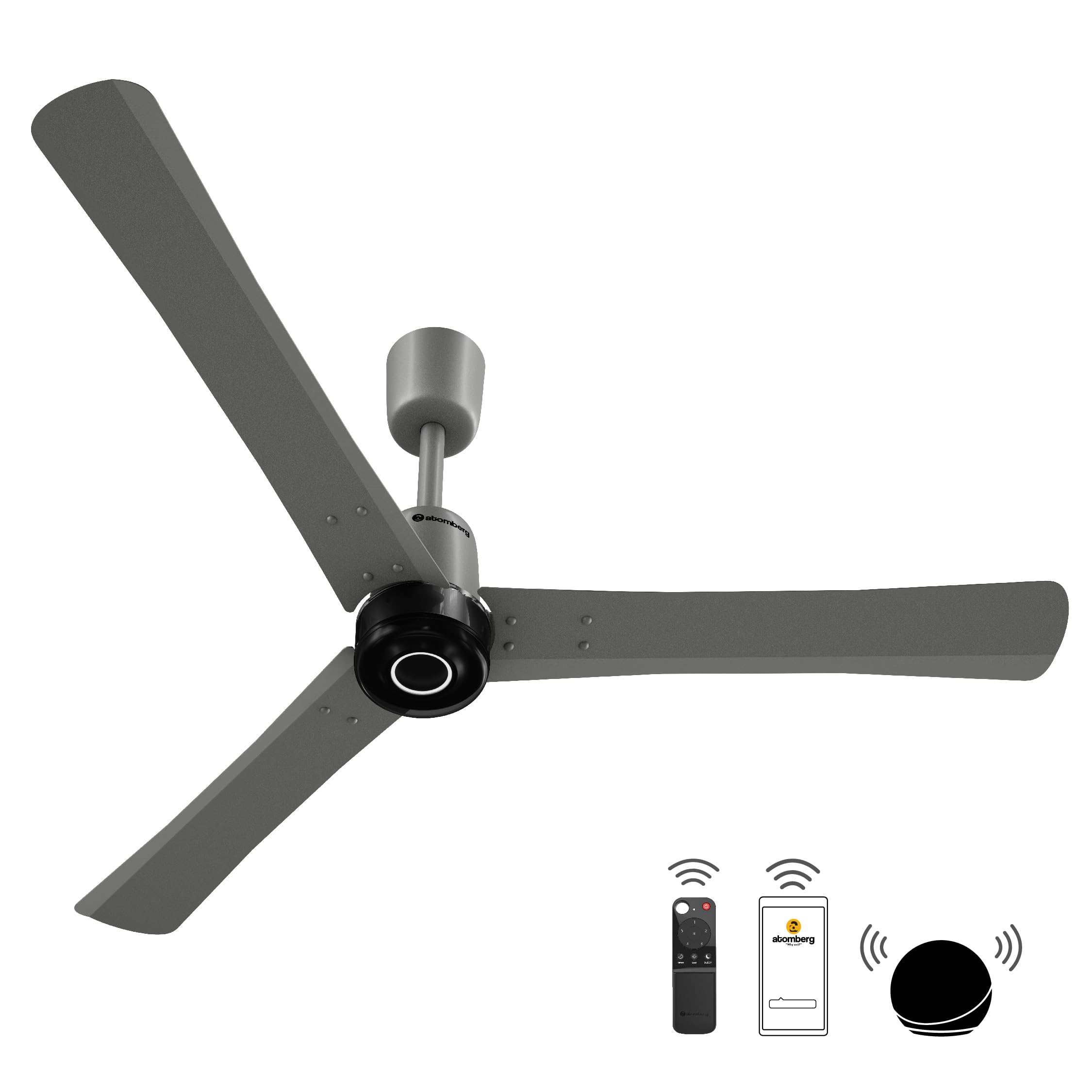atomberg Renesa Elite 1200mm BLDC Ceiling Fan with Remote Control | BEE 5 star | High Air Delivery with Moonbeam LED Light | New Sleek Design | Newly Launched | 5 Year Warranty | Midnight Black