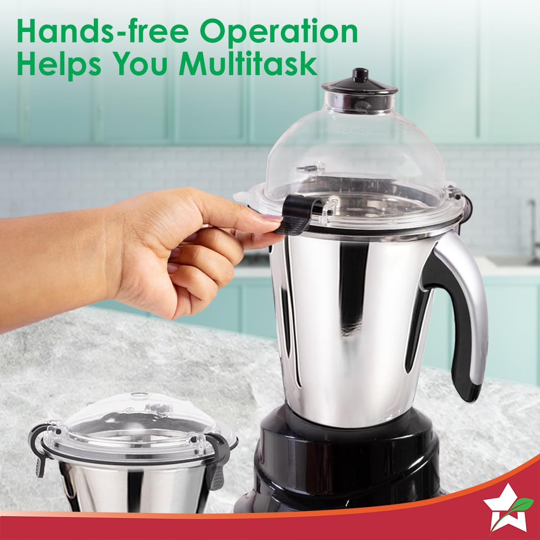 Wonderchef Galaxy Mixer Grinder 1000 W 100% Copper Motor, 4 Stainless Steel Jars, Black & Grey, 5 Years Warranty
