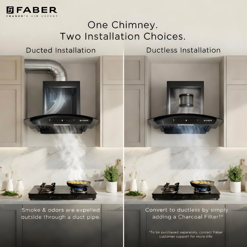 Faber 75 cm 1500 m³/hr Autoclean Curved Shape Kitchen Chimney | Touch and Gesture Control |2 yrs comprehensive on produc