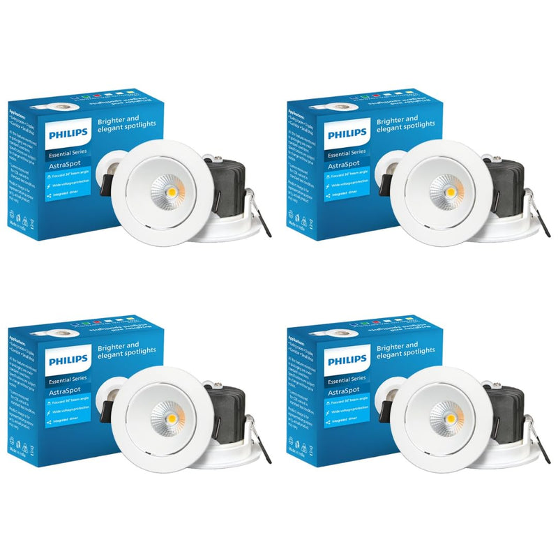 Philips 7-Watt Round Astra Spot Recessed COB Spot Light (Natural White,Pack of 4)