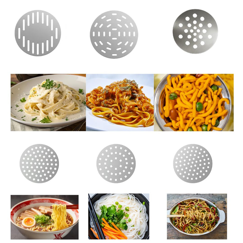 12-Pack Stainless Steel Replacement Discs – Interchangeable Molds/Dies for Handheld Murukku Maker, Idiyappam Noodle Maker, Sev, Pasta & More Compatible with All Automatic Noodle Makers (12)