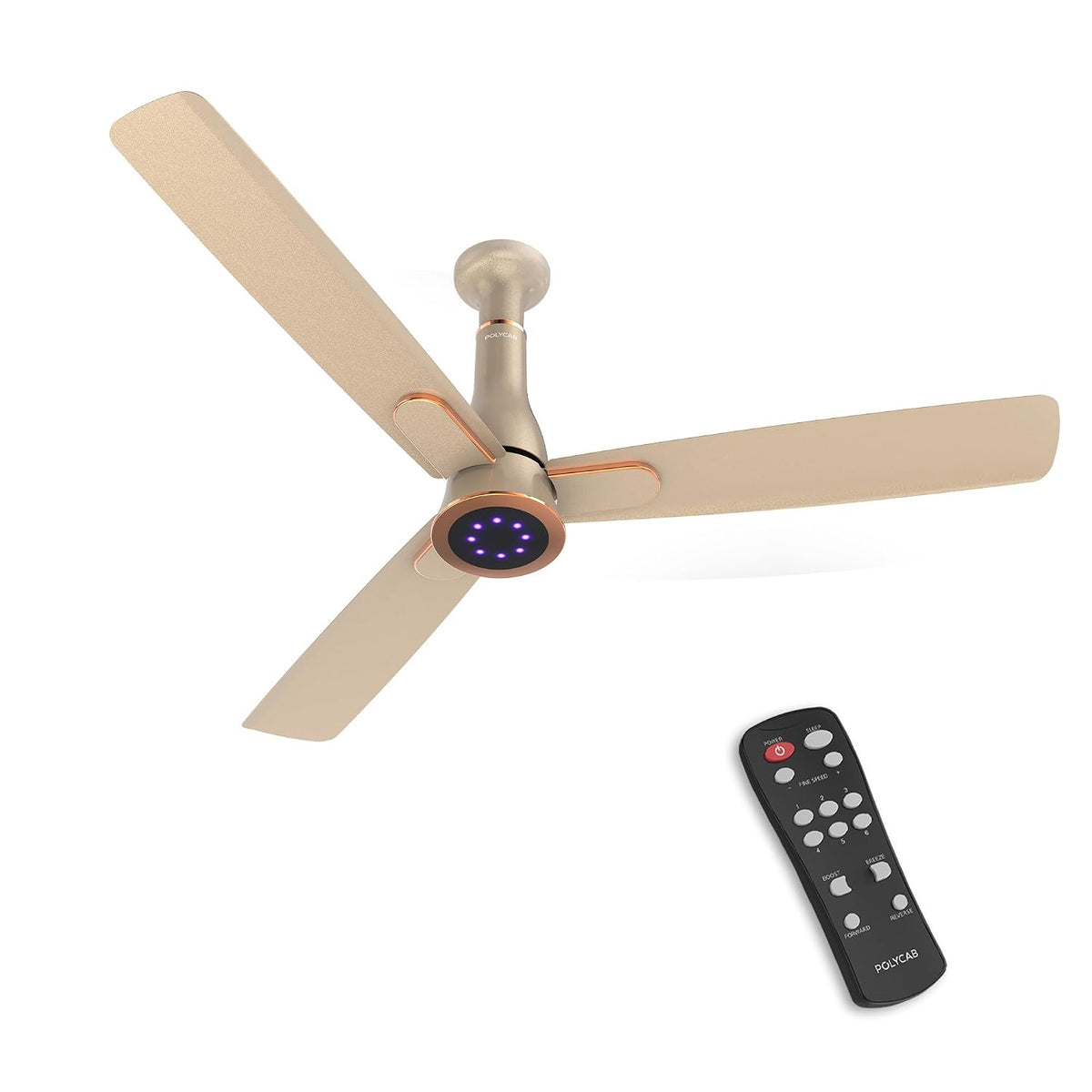 Polycab Aerofame BLDC 1200 mm Ceiling Fan with Remote | 5 Star (Champagne Gold)