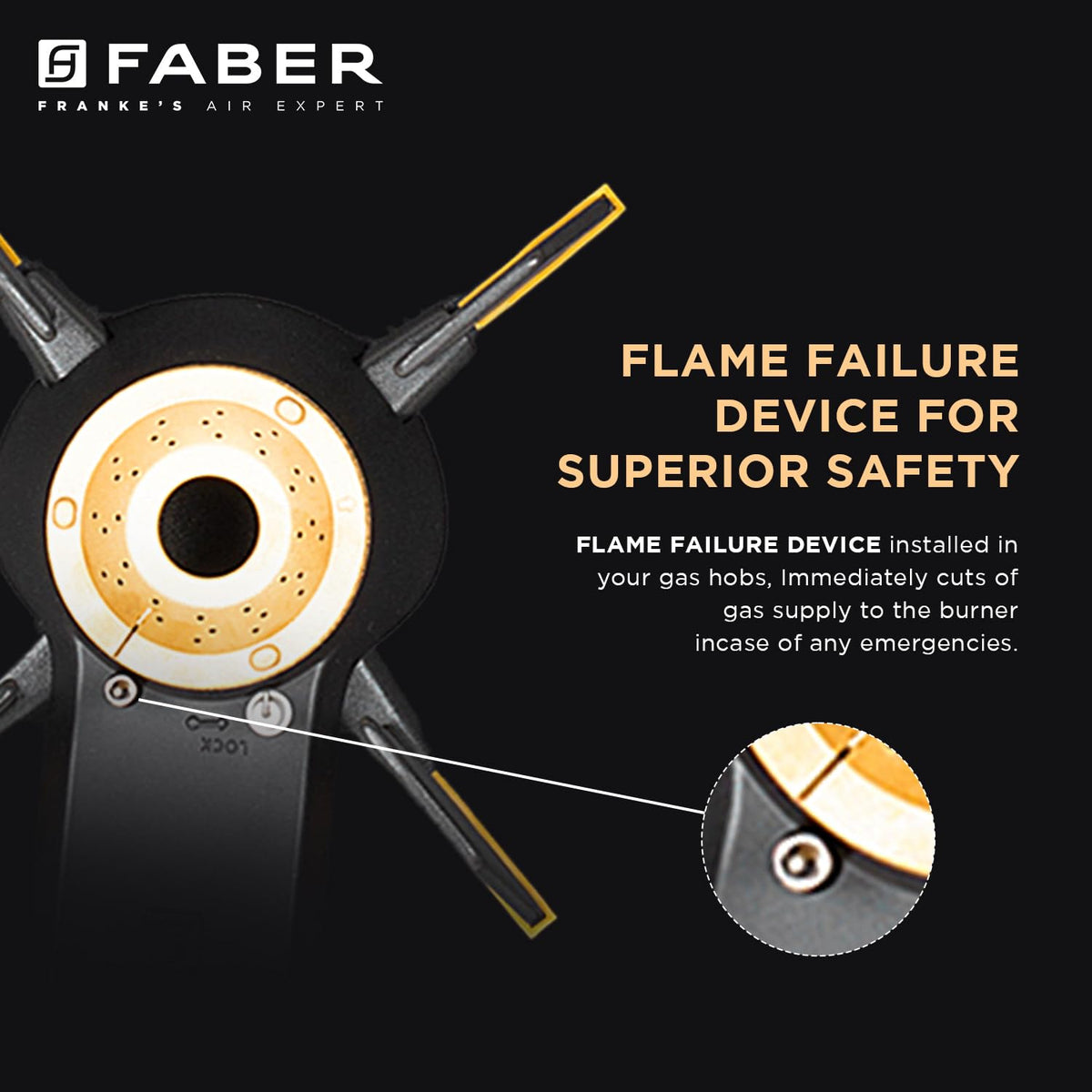 Faber Liftable Burners Hob - 80cm Black Glass| Auto Ignition| FFD| Cast Iron Pan Support| Premium Knobs| 1Yr Comprehensi
