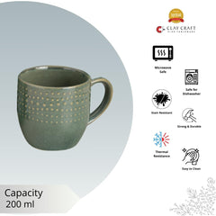 Clay Craft Fine Ceramic Apex Green Cups & Saucer, Set of 12, Cups for Tea & Coffee, Gift Set, Elegant Design for Home and Kitchen and Can Be Gifted to Your Loved Ones On Any Occassions