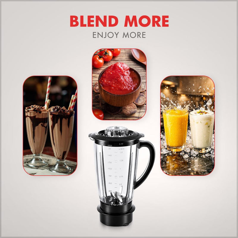 Sujata Blender Plastic Jar, 1750 ml - Black