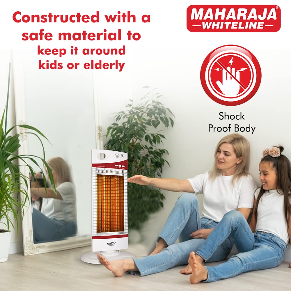 Maharaja Whiteline Omiflux Room Heater, 1000W - RH-128 (White & Cherry Red)