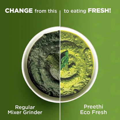Preethi Eco Fresh Mixer grinder | 750 Watt Mixie | Made fresh, stays fresh | Food Sense Technology| Grinding+ Storage jar | MG-282 