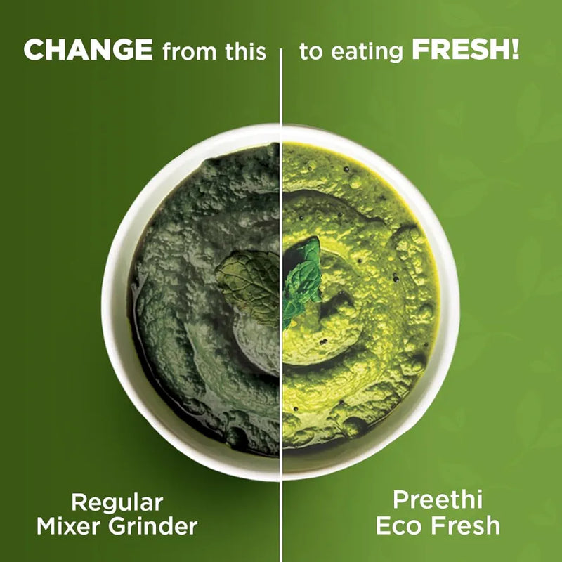Preethi Eco Fresh Mixer grinder | 750 Watt Mixie | Made fresh, stays fresh | Food Sense Technology| Grinding+ Storage jar | MG-282 