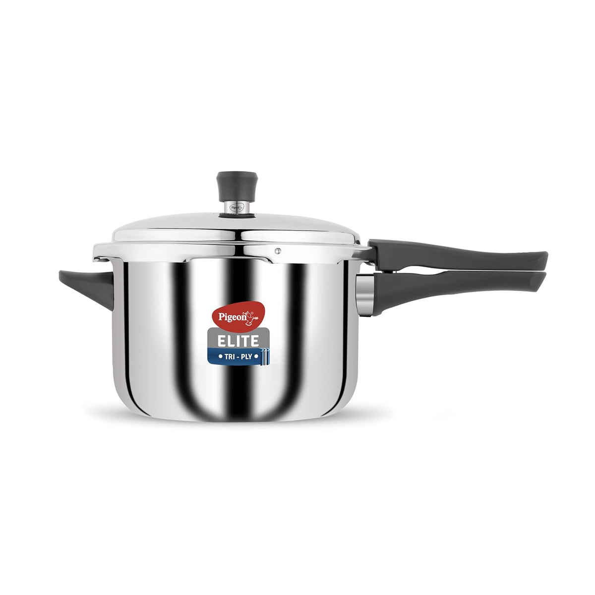 Pigeon by Stovekraft Elite Shine 5Liters Tri-Ply Body Outer Lid Pressure Cooker Induction And Gas Stove Compatible That 