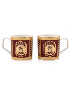Clay Craft Fine Ceramic Director Printed Tea/Coffee Set of 6-200 ml Each (Maroon), Tea Cup Set of 6, Microwave & Dishwasher Safe, Mugs for Coffee, Cups Set of 6, Mug Set, Gift Set, Ideal for Gifting