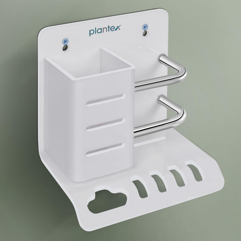 Plantex Acrylic Multipurpose Tooth Brush Holder/Stand/Tumbler for Bathroom Accessories - Pack of 2 (White)-3