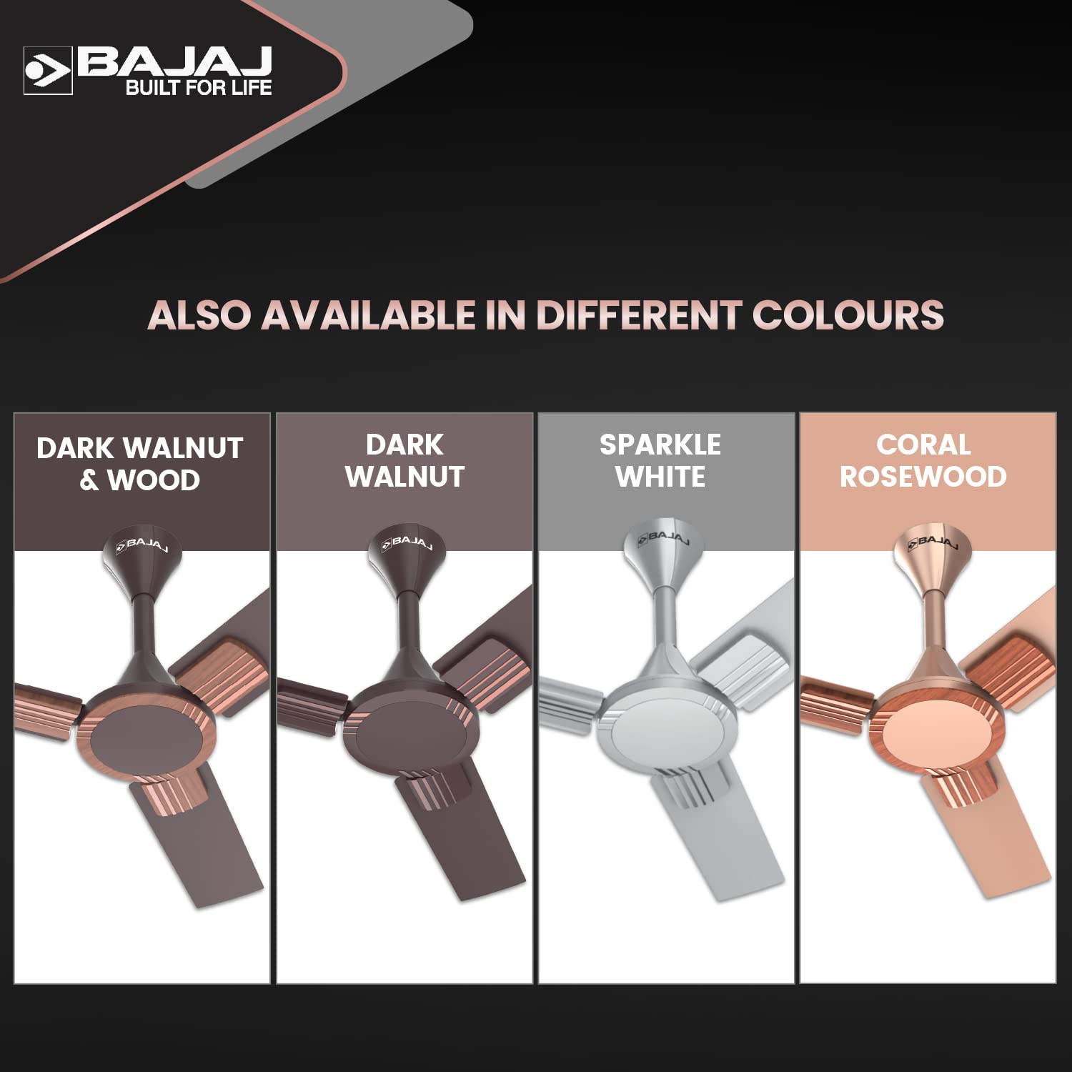 Bajaj Artisan 12S2 1200MM (48") Ceiling Fan | BEE-2 Star Rated Energy Efficient | SUPER 5TUFF TECHNOLOGY™ | SumoTuff Blades | High Air Delivery & High Speed | 5-Yrs Warranty 【Dark Walnut and Wood】