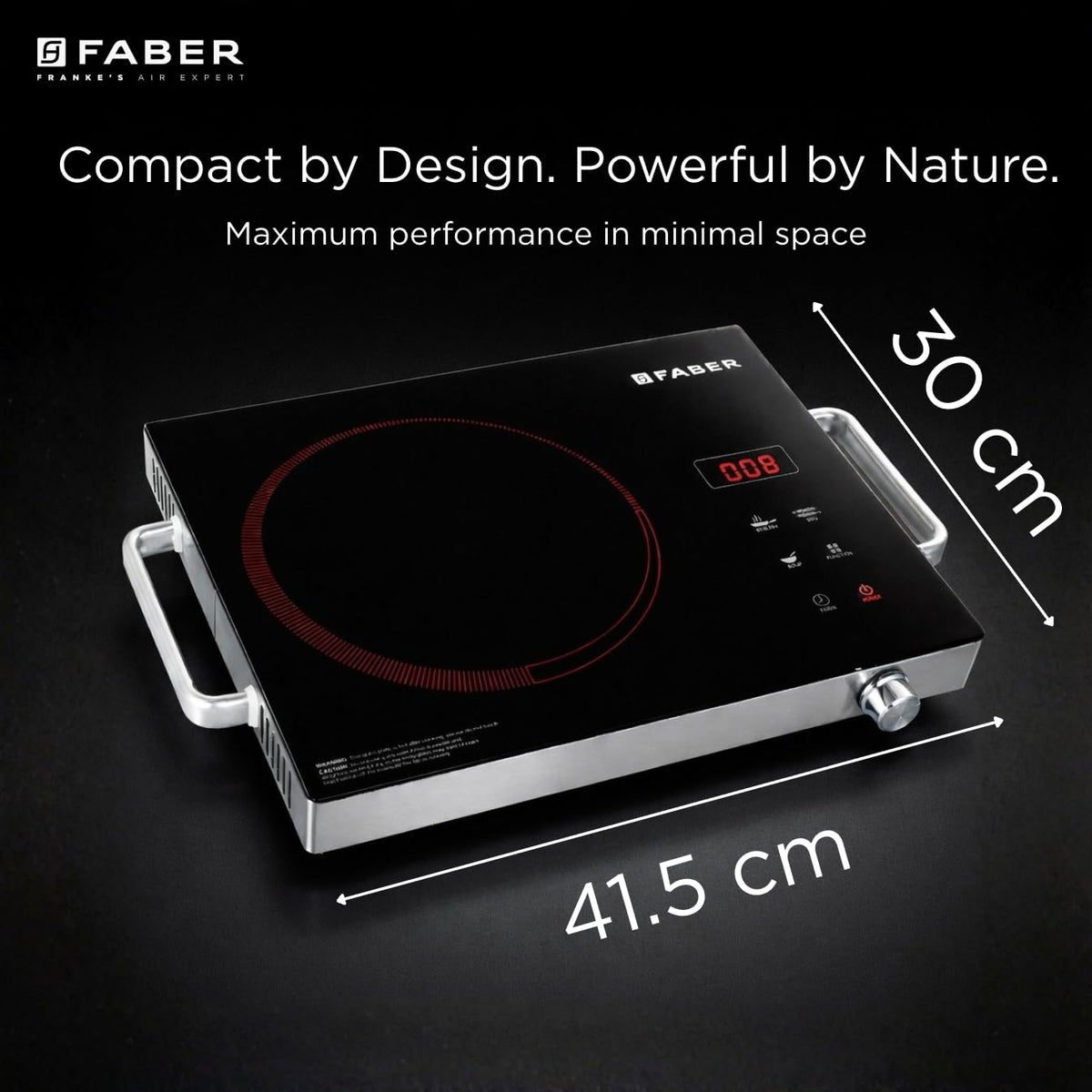 Faber 2200W Infrared Cooktop Stove| High Gloss Glass Finish| Digital Display| 4 Preset Cooking Modes| Touch Control| SS 