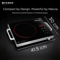 Faber 2200W Infrared Cooktop Stove| High Gloss Glass Finish| Digital Display| 4 Preset Cooking Modes| Touch Control| SS 