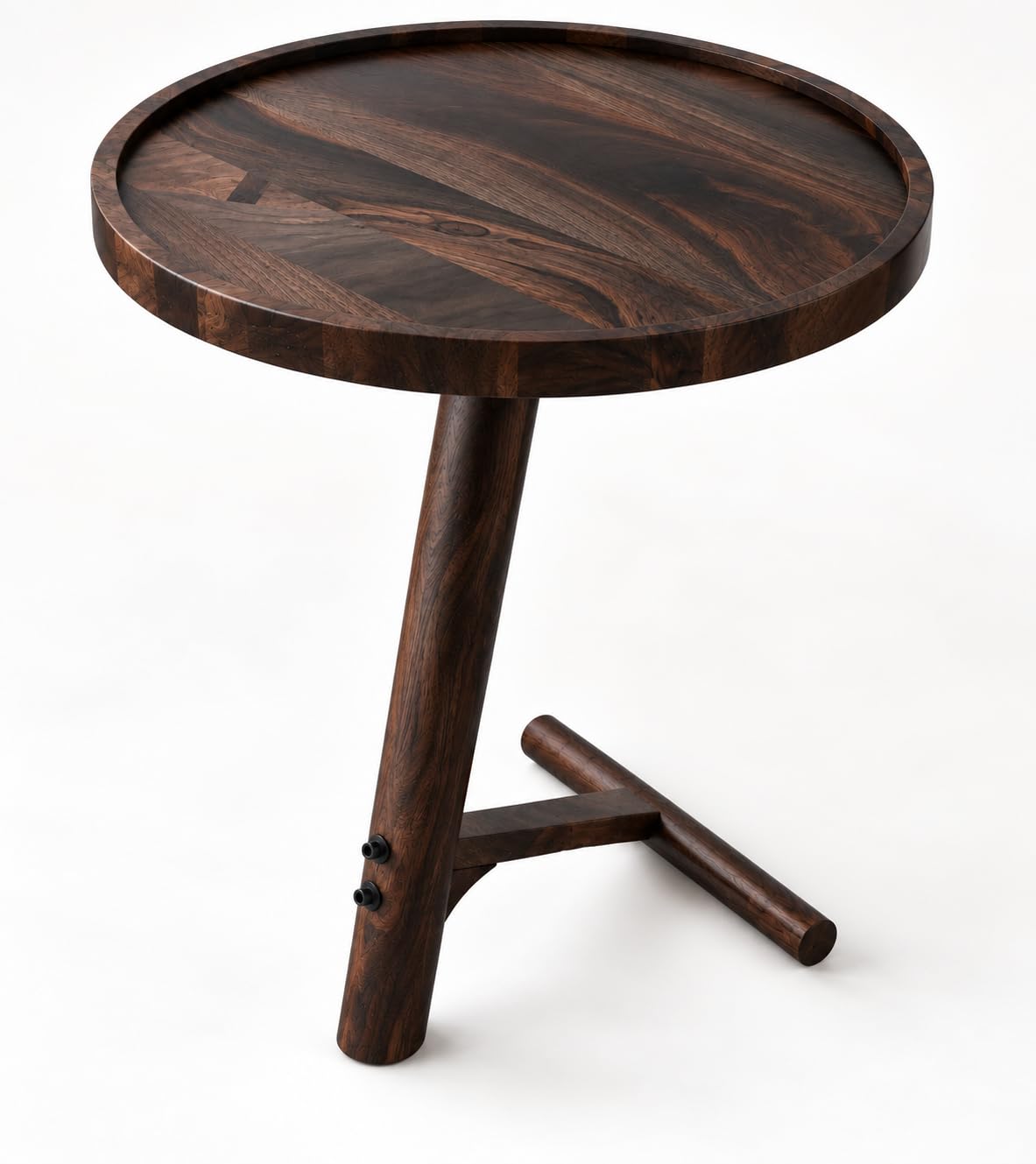 Solid Sheesham Wood C Shape Side Table for Living Room | Modern Sofa End Table | Wooden Laptop Table for Bed | 