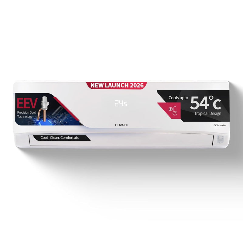 Hitachi 1.5 Ton 5 Star, New Star rated, Inverter Split AC (Copper, Smart View Display, 4 Way Swing, ice Clean, Anti-bacterial Filter,RAS.V518PCDIBT, White)