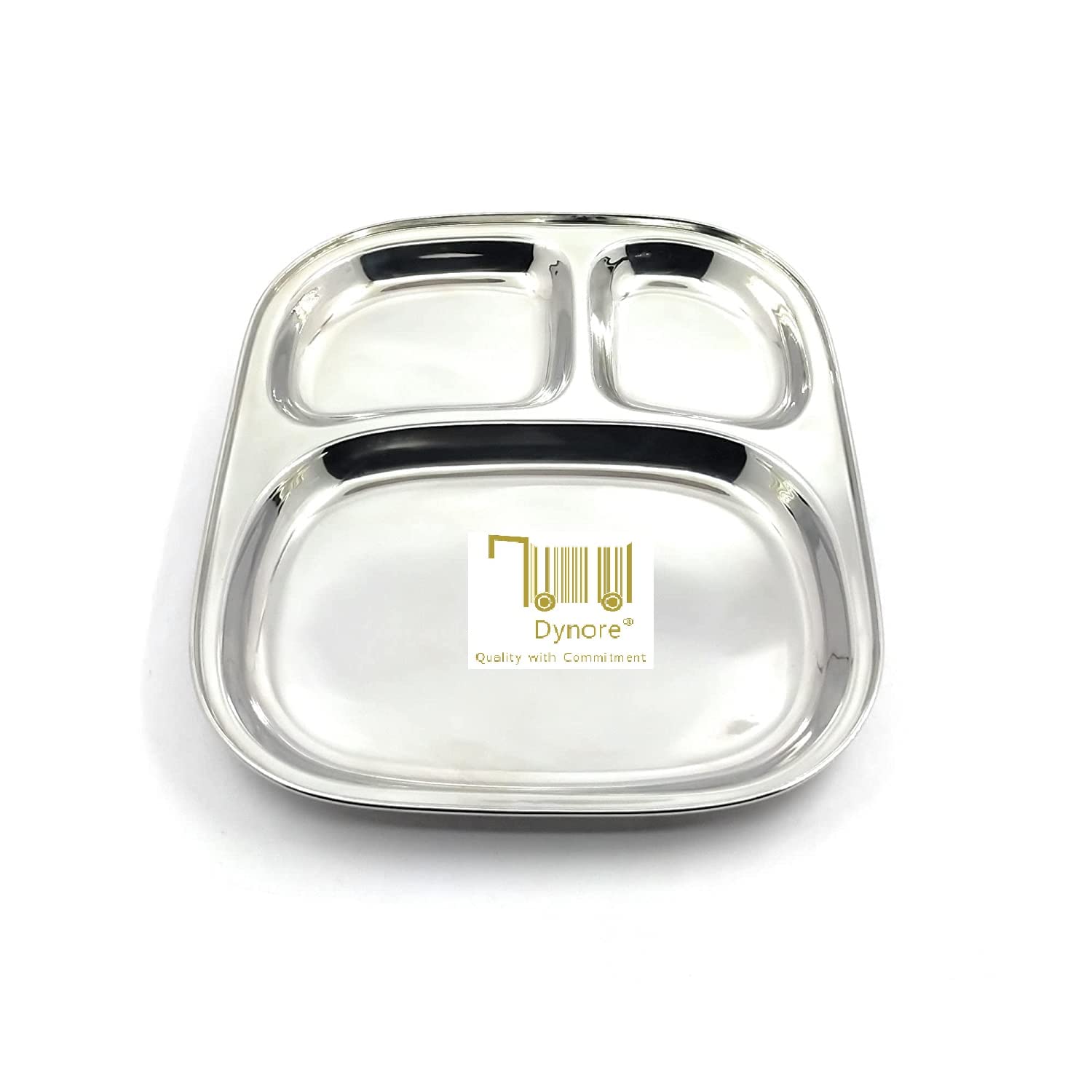 Dynore Stainless Steel 3 in 1 Three Compartment Nasta/Snacks/Kids Nasta Plate/Partition Plate- Set of 2