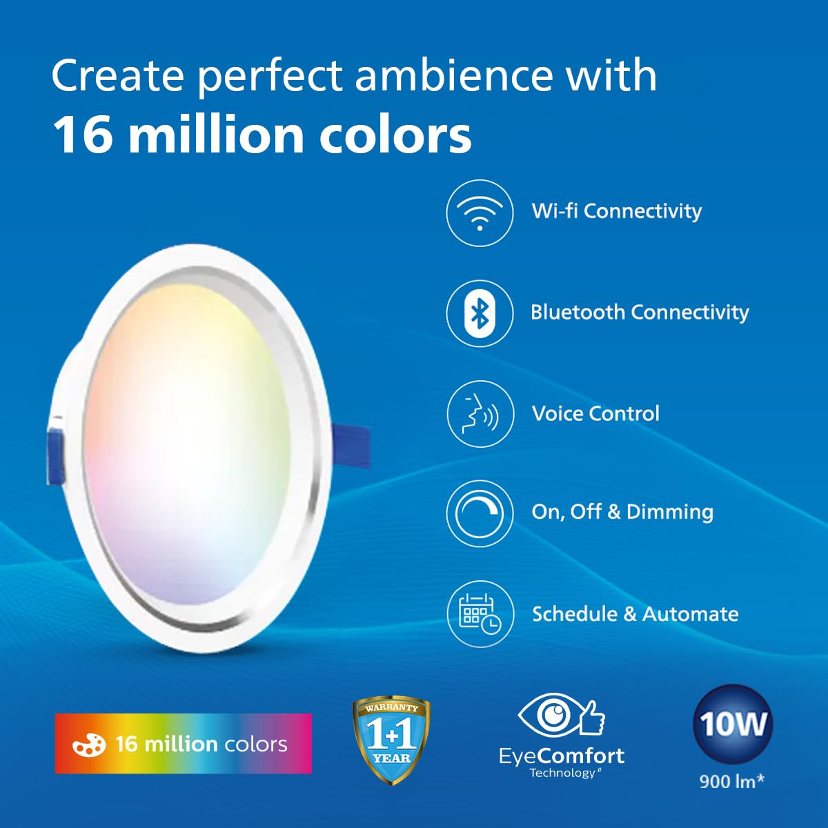 Philips 10W Smart Wi-Fi Aura Dimmable Downlight (White, B0G24X1JV6)