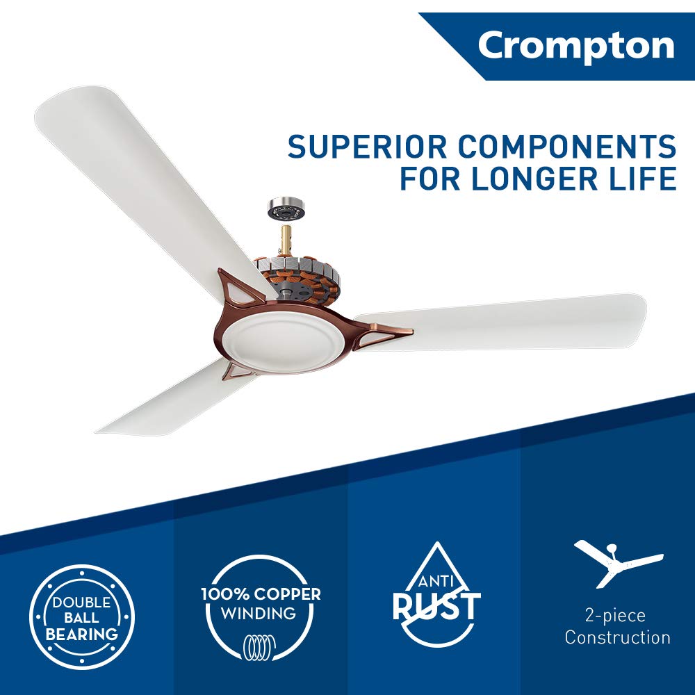 Crompton Avancer Prime 1200 mm (48 inch) Decorative Ceiling Fan with Anti Dust Technology (Conch Cream) 1 Star