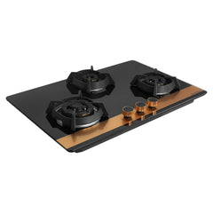 Faber 78cm 3Burner Gas Hob | Flame Failure Device | Cast Iron Pan Support | Metal Knobs | Dual Flame Burner | 8mm Toughe