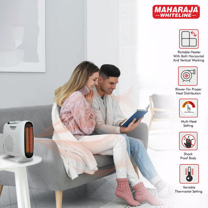 Maharaja Whiteline Flare Evo Room Heater | 2 Heating Element | 2000W - 1 Year Warranty (Grey & Black)