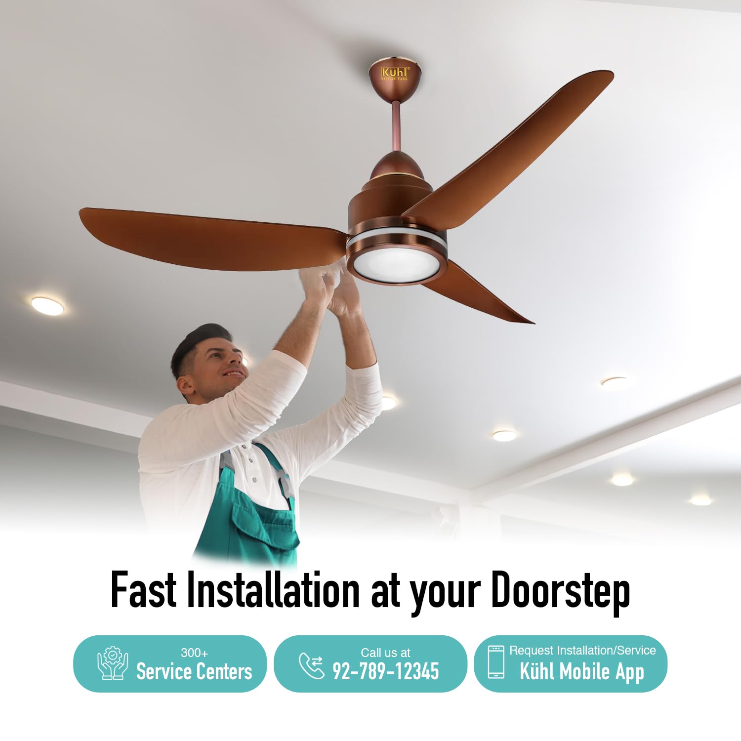 KUHL Luxus C3 1200mm Stylish 65% Power Saving BLDC Ceiling Fan with Remote | Night & Down Light | 29W |BEE 5 Star | Low Noise | IoT –Operate via Mobile & Alexa | Reverse Mode |Free Installation|Brown