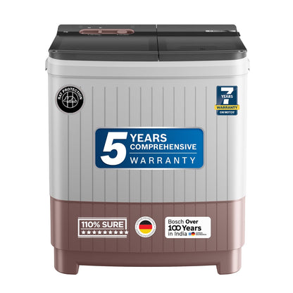 Bosch 9 kg 5 Star Semi-Automatic Top Loading Washing Machine (2025 Model, WJP904C0IN, 3 Wash Programs, Anti-Rust Body, 1300 RPM Spin Speed, Wine, 5 Years Comprehensive Warranty)