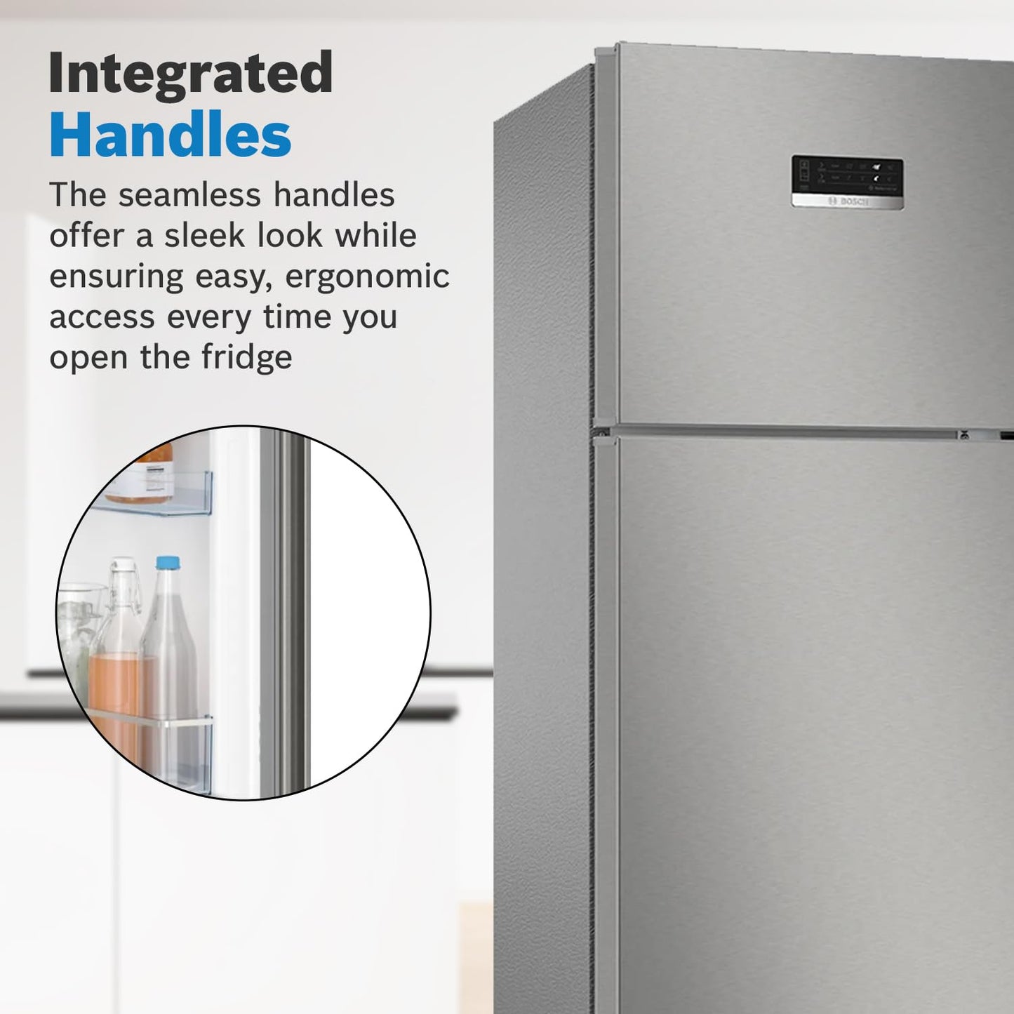Bosch 243L 3 Star Inverter Frost free Double Door Refrigerator (2023 Model, CTC27S031I, 6-in-1 Convertible, 18 Hours Cooling Retention, Digital Display, Super Freeze, 80min Covert, Silver Inox)