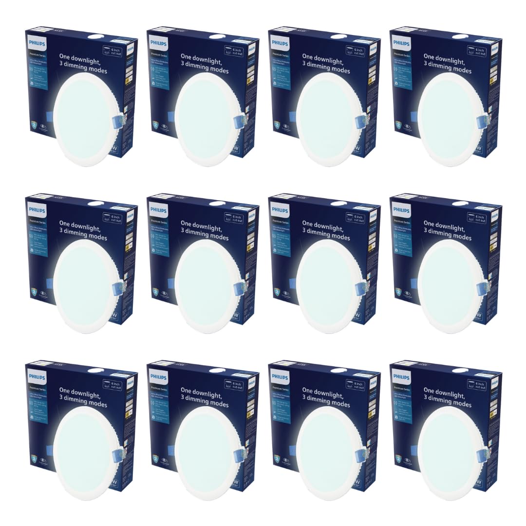 Philips Ultra Glow Dimmable 15-watt Round Ceiling Light (Pack of 12) (Cool Day Light, 929003814401)