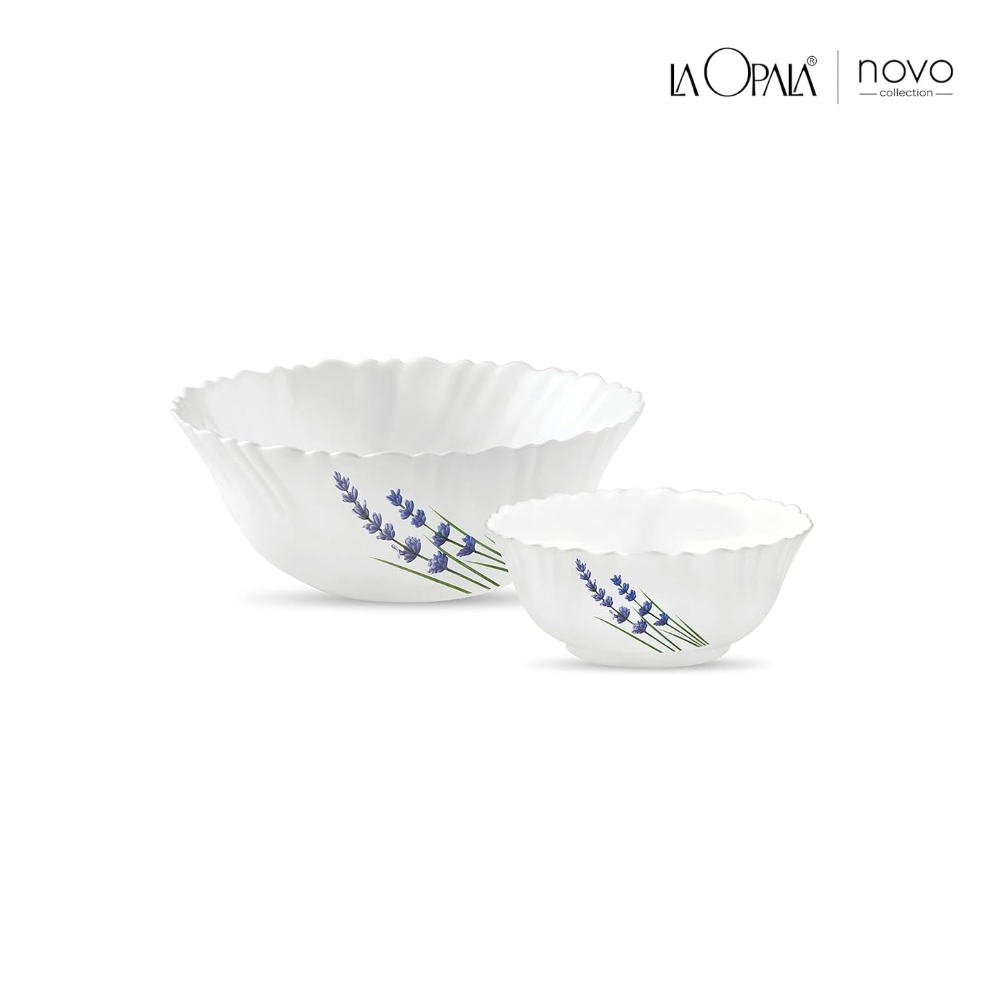 La Opala, Novo Collection, Opal Glass Pudding Set 7 Pcs, English Lavender, White,‎175 ML