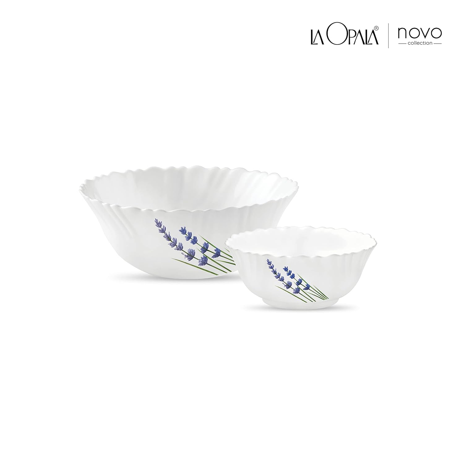 La Opala, Novo Collection, Opal Glass Pudding Set 7 Pcs, English Lavender, White,‎175 ML
