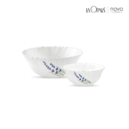 La Opala, Novo Collection, Opal Glass Pudding Set 7 Pcs, English Lavender, White,‎175 ML