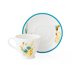 Clay Craft Fine Ceramic Tea Set of 15-1 Tea Pot with Lid +6 Cups+6 Saucers +1 Milk Pot + 1 Sugar Pot (King MW MW202)