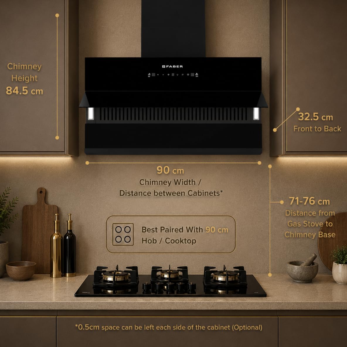 Faber Energy 90cm 1500m³/hr BLDC Autoclean Chimney|9 Speed Silent Hood|Energy Efficient|Filterless |Touch&Gesture Contro