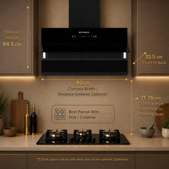 Faber Energy 90cm 1500m³/hr BLDC Autoclean Chimney|9 Speed Silent Hood|Energy Efficient|Filterless |Touch&Gesture Contro