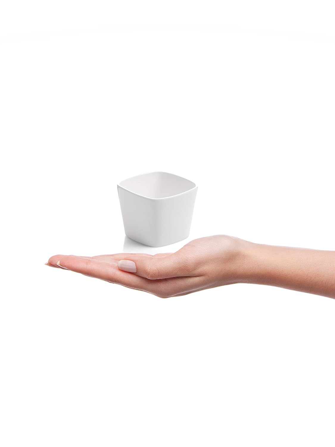 Clay Craft Basics White Ceramic Square Shaped Bowls/Katori for Chatni, sauces,dips, ketchups(Pack of 4)