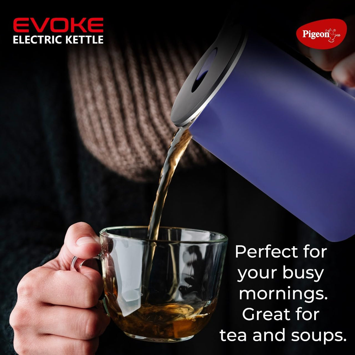 Pigeon by Stovekraft Evoke Electric Kettle with Stainless Steel Body, 1.8 Litre