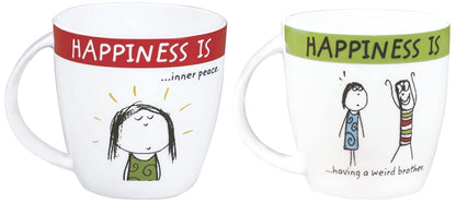 Clay Craft - Happiness is, Inner Peace Bone China Milk Mug, 270Ml/5.6Cm, Multicolour & Clay Craft Weird Brother Bone China Milk Jug, 270Ml/5.6Cm, Multicolour