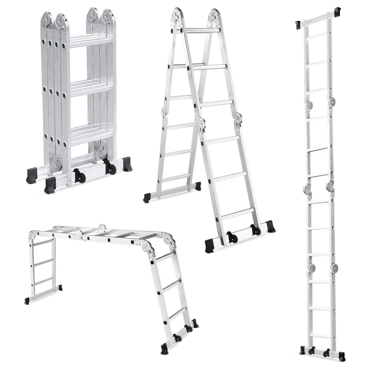 Corvids 14.5 Feet (16 Steps) Portable & Compact Folding Aluminium Multipurpose Super Ladder | 2-Year Warranty | Ladder for Home & Industrial Use - Capacity 120 Kg