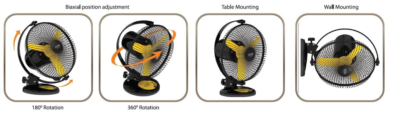V-Guard Personal Fan- Selfee 225mm Yellow Black