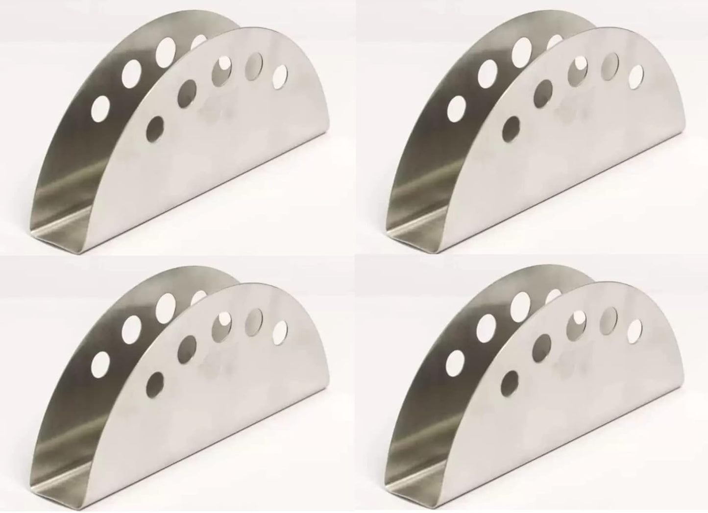 Dynore Stainless Steel Round Hole Shaped Napkin Holder/Tissue Holder- Set of 4