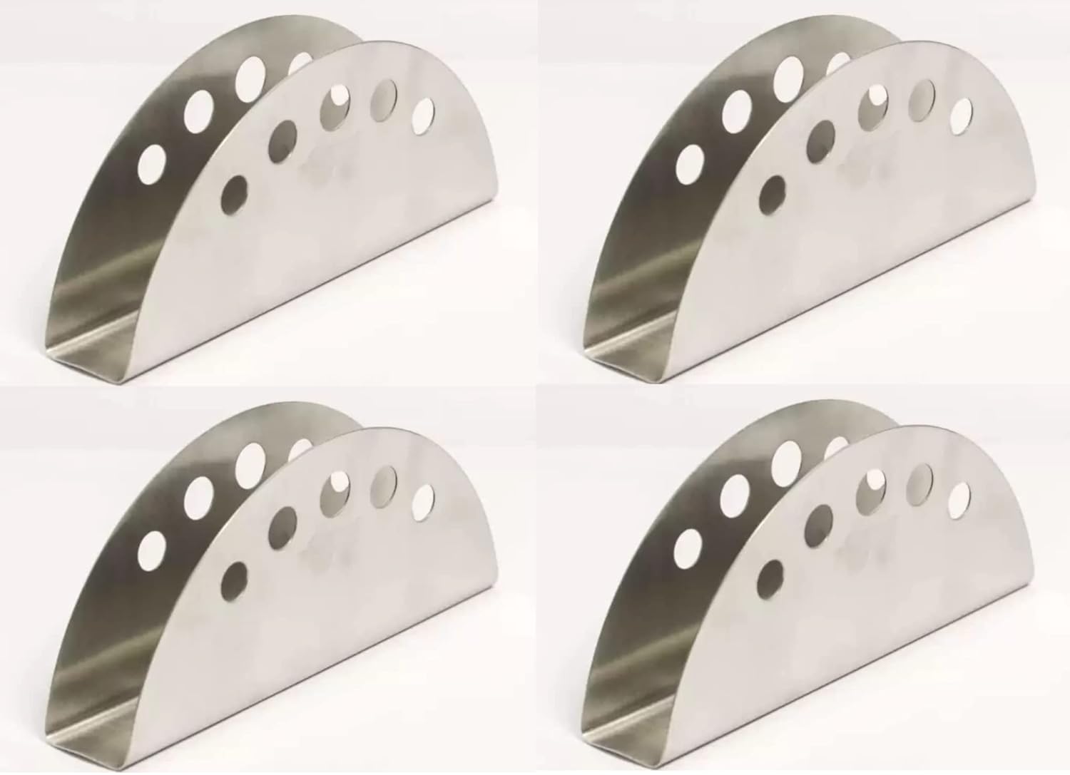 Dynore Stainless Steel Round Hole Shaped Napkin Holder/Tissue Holder- Set of 4