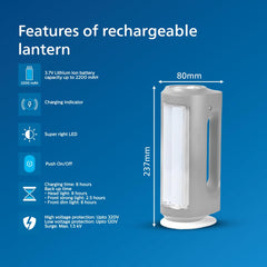 Philips Helio Multi-Functional Emergency Rechargeable LED Lantern (Grey, B09JYZFZTB)