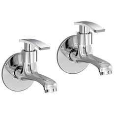 Plantex Bib Cock Water Tap for Bathroom with Brass Spindle and Water Saving Nozzle/Kitchen and Bathroom Accessories - Pack of 2 (Long Body-Chrome)-1