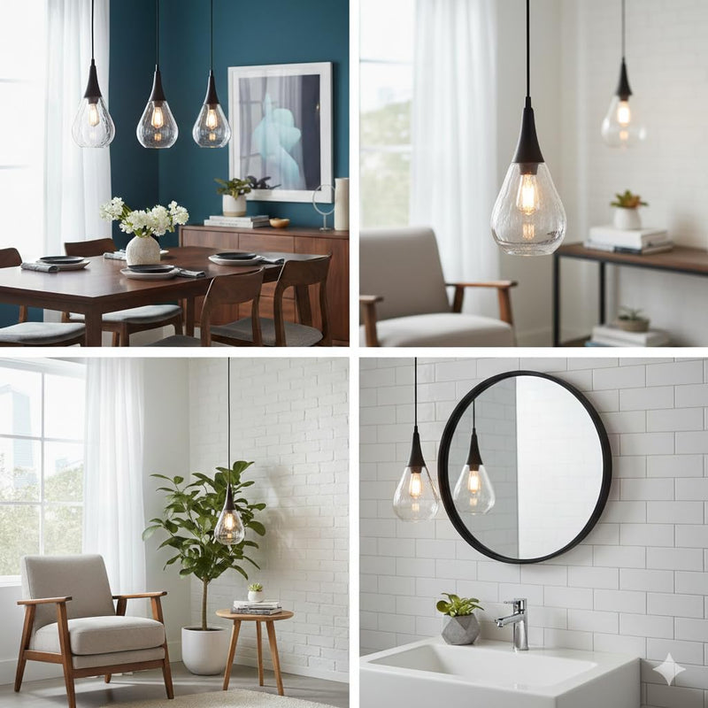 Philips Dewdrop Pendant Light (Matte black finish with lustre smoky black glass, B0GP6RX8WK)